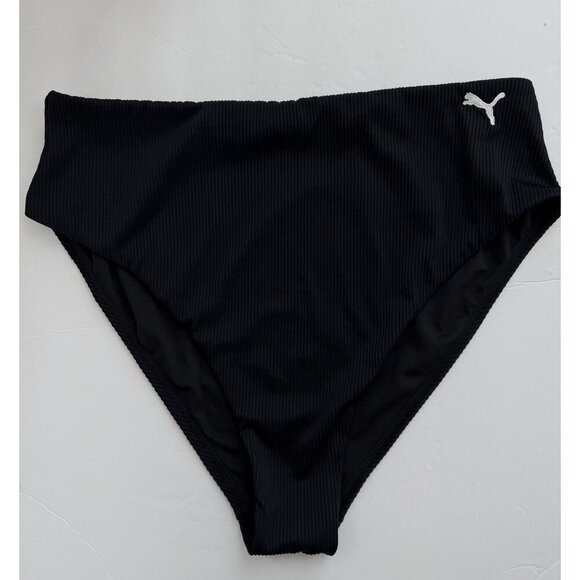 Puma Black High Waisted Ribbed Bikini Bottom Women's Plus Size XXL Beach Resort - Picture 2 of 7